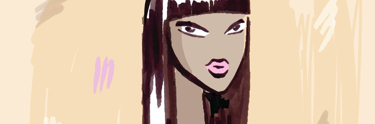 Mental Illness Makes It Hard Not to Say 'I'm Fine' Even When I'm Not Beautiful Woman Portrait. Fashion girl. Hand drawn vector Illustration.