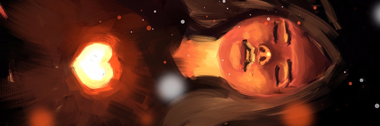 What My Son Taught Me About Parenting With Anxiety digital painting of girl in darkness with glowing heart