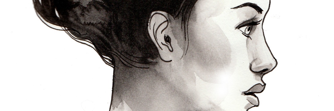 A Letter to My Younger Self Struggling With Depression Black and white drawing of a sad young woman mountain in hair