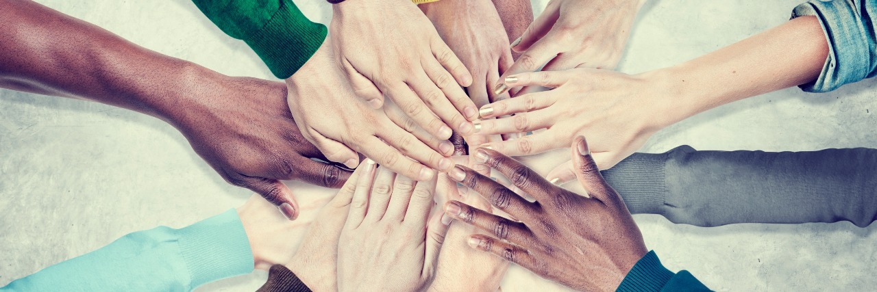 I'm on 'Team Me' While Battling Crohn's Disease People Hands Together Unity Team Cooperation Concept