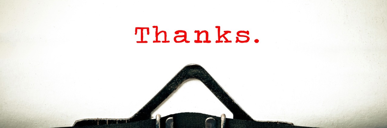 To the Therapists Who Help Save Our Lives Typewritter with the word thanks