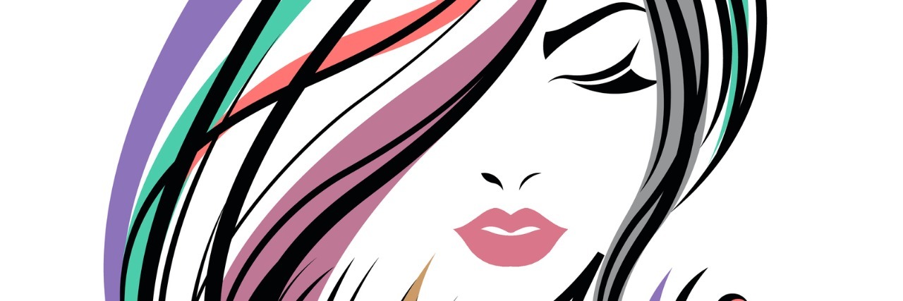 What It's Like Living With Rosacea illustration of women long hair style, women face on white background, vector