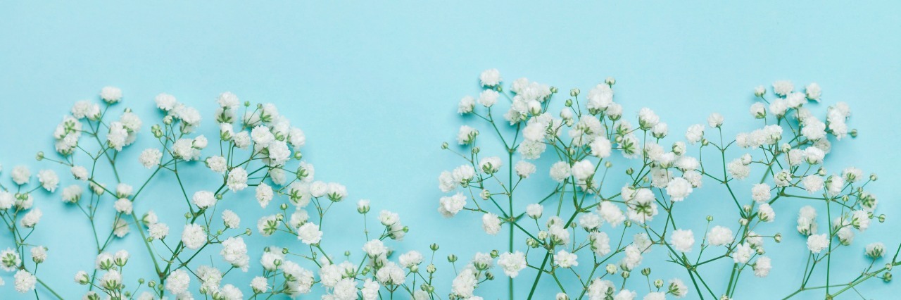 Spring Represents My Anxiety Journey Flower background for holidays. Flat lay style. Copy space. Vintage.