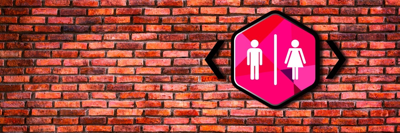 A Response to 'Bathroom Bills' by a Trangender Man With Gastroparesis Toilet sign on old brick wall background.