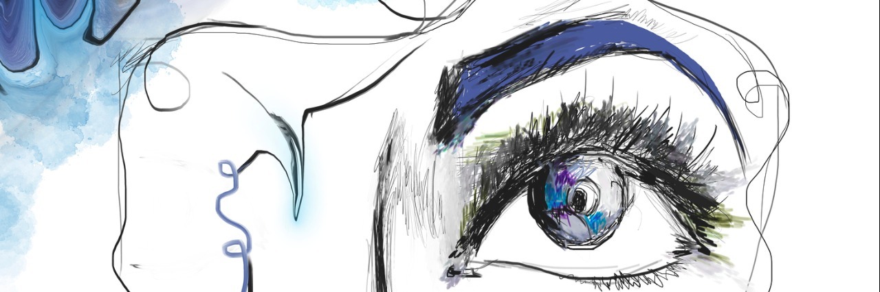 What Do I Do if I Don't Care if I Live or Die? sketch of woman's eye
