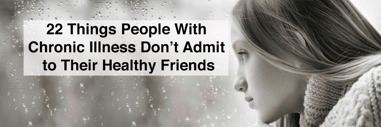 22 Things People With Illnesses Don't Admit to Their Healthy Friends Black And White Portrait of a sad Teenager Girl with long blonde Hair. She is sitting on a Window in the Rainy Autumn Day with text 22 things people with chronci illness don't admit to their healthy friends