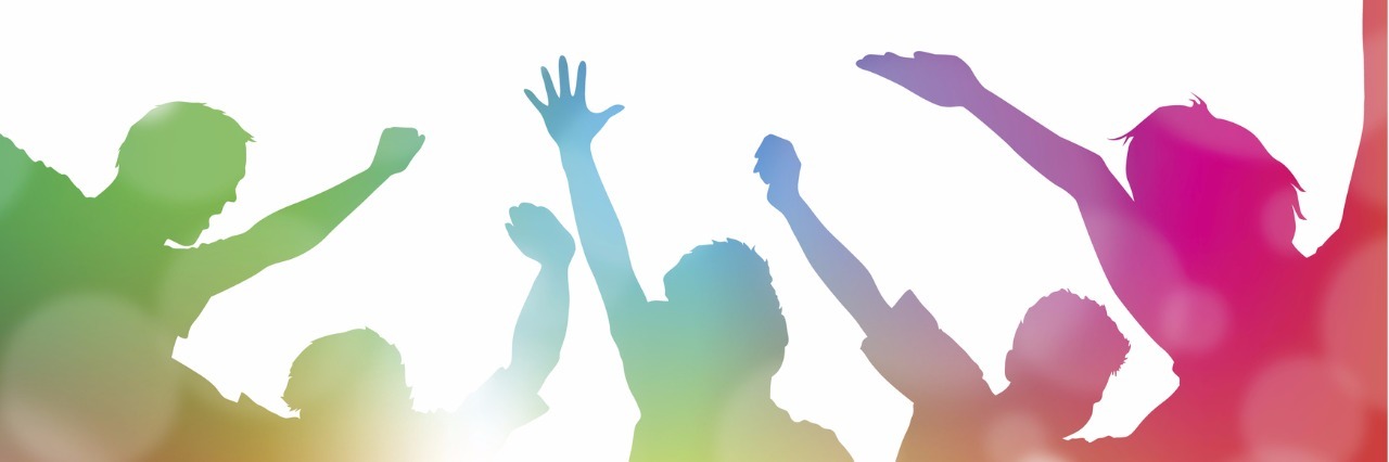 3 Ways to Navigate College When You Have Epilepsy Abstract picture with rainbow colors and shadows of people celebrating