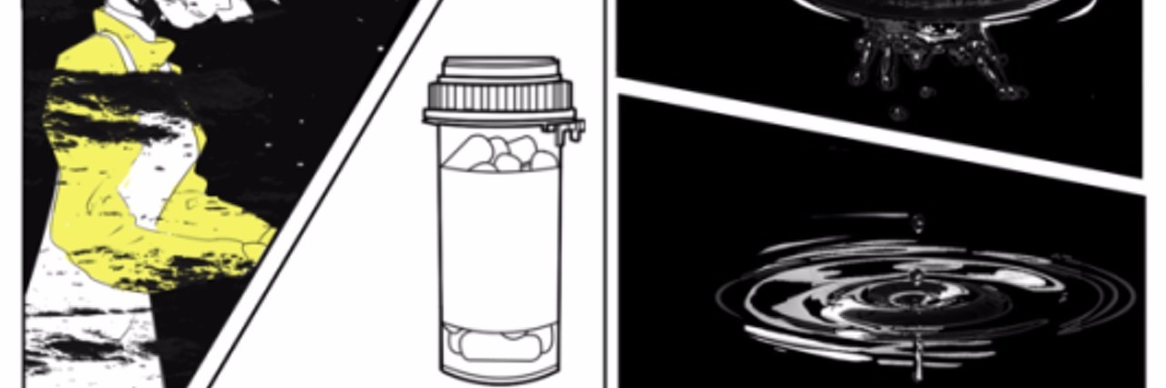 Tumblr Artist Sam Wilman Creates Comic About Living With Depression image capture of comic that shows a pill bottle and a girl, text reads "losing more pieces of myself to the feeling of numbness."