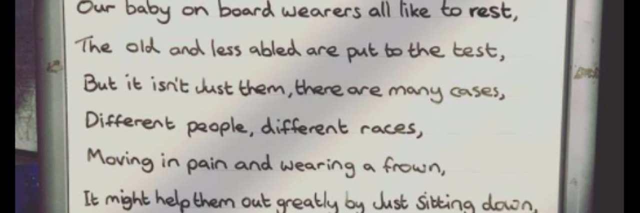 London Underground Sign Explains Invisible Illness to Passengers Photo of the London Poem
