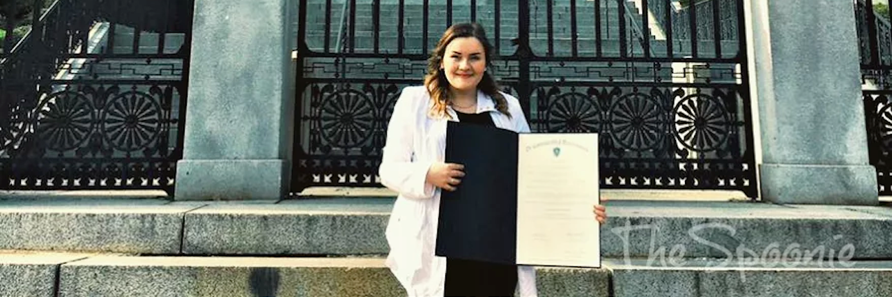 Raising Awareness for Fibromyalgia Day on May 12th, 2017 young woman standing in front of the massachusetts state house