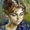 Watercolor woman portrait.