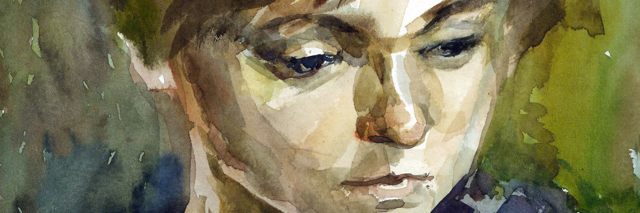 Navigating Adulthood With Cerebral Palsy Watercolor woman portrait.