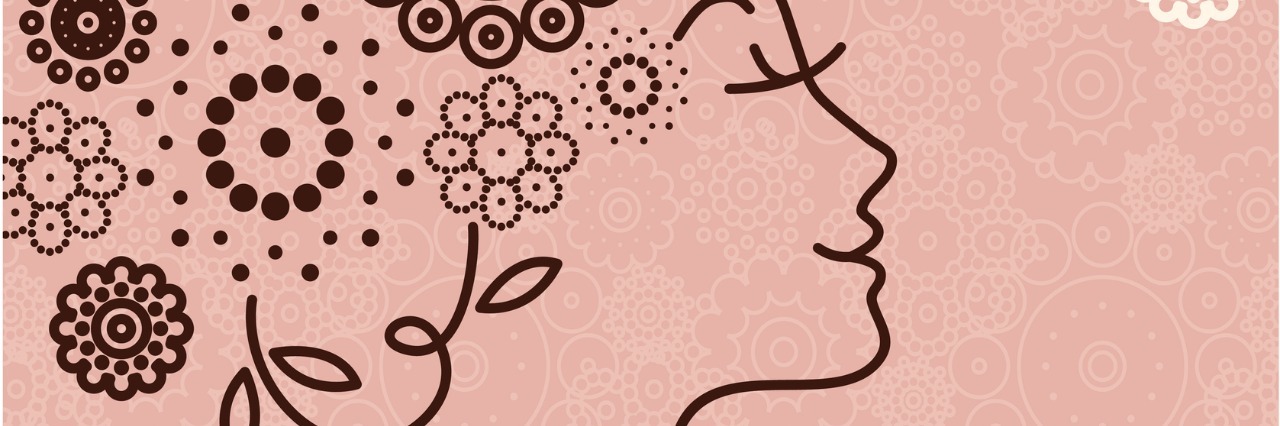 What Depression and Anxiety Recovery Means to Me Beautiful woman silhouette with a flowers, vector illustration