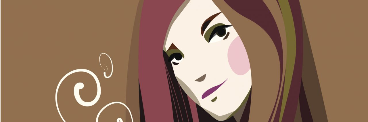 Self-Compassion Is the Most Important Thing I've Learned in Recovery Woman with cup of coffee or tea. Vector illustration.