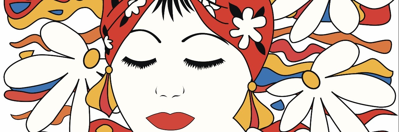 Reminders for Hard Mental Health Days Abstract - Tropical girl, sea, sky and flowers