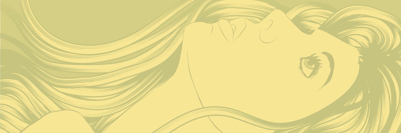 Background with beautiful woman looking up with hair flowing. Face and hair are on separate layers. Extra folder includes Illustrator CS2 AI and PDF files.