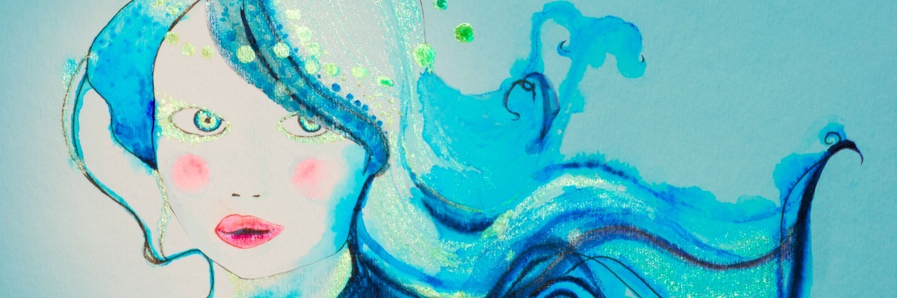 3 Steps to Reclaiming Life After a Chronic Disease Diagnosis painting of girl face with flowing hair in blue shades