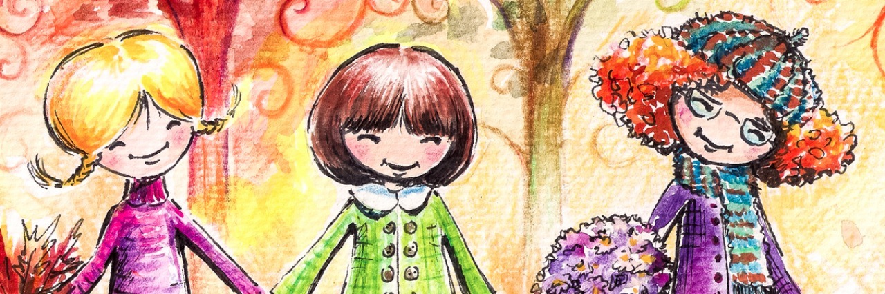 What Chronic Illness Has Taught Me About Friendship Three happy girls and dog on the walk in park