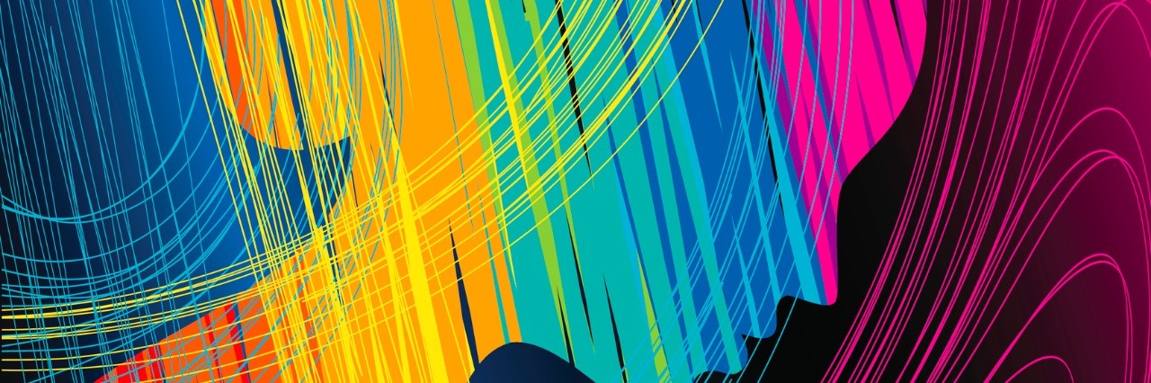 Things That Help Me Cope With Too Much Change as an Autistic Person Illustration of profile of woman's face in various rainbow colors