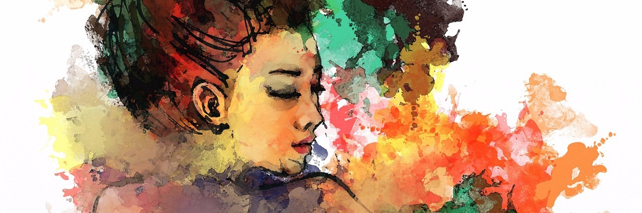 colorful painting of a woman's face