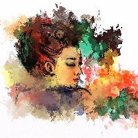 colorful painting of a woman's face