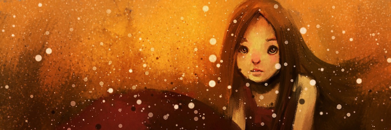 A Painting of What Anxiety Looks Like painting of girl in red dress with umbrella in rain