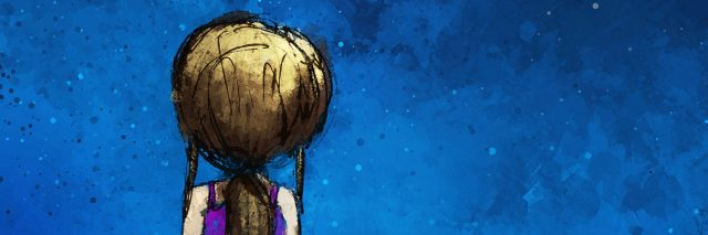 digital painting of girl sitting lonely in the moonlight, watercolor on paper texture