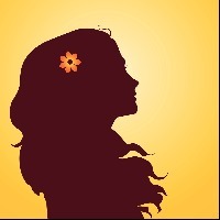 Sunset silhouette of woman
