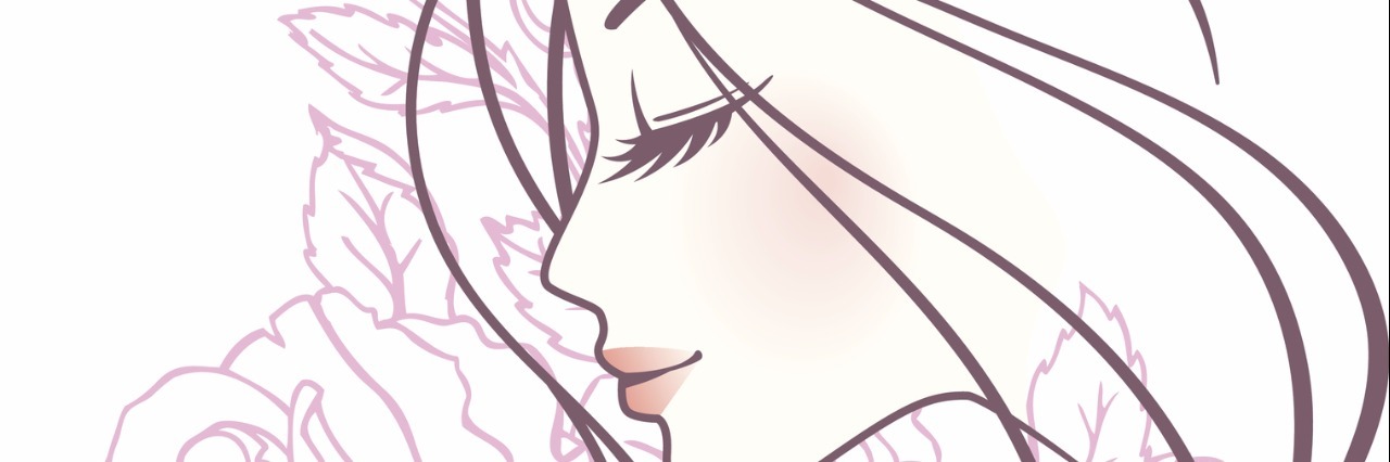 Staying Positive After Lyme Disease Diagnosis illustration of smiling woman surrounded by pink flowers