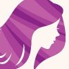 illustration of the profile of a woman with long purple hair