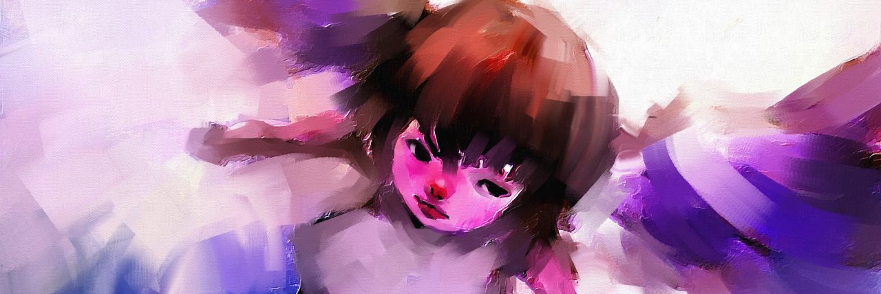 Bulimia Recovery Has Revealed My Brokenness digital painting of girl dressed as an angel, oil on canvas texture