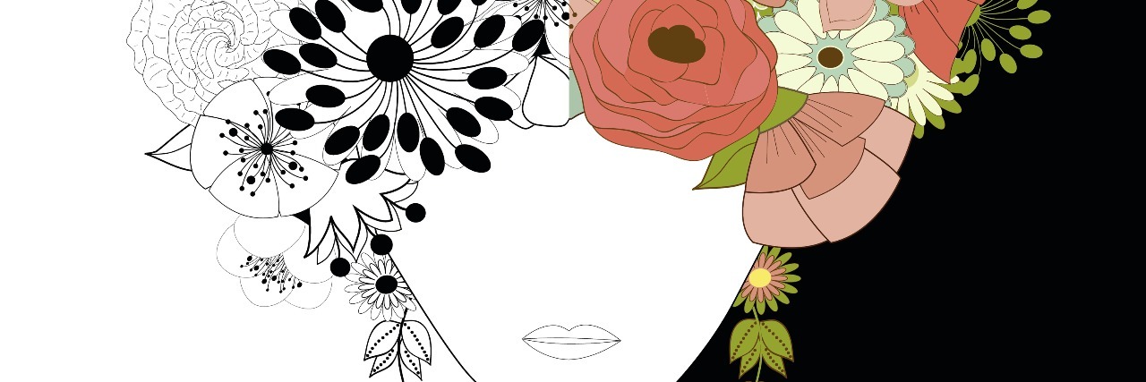 Woman floral silhouette