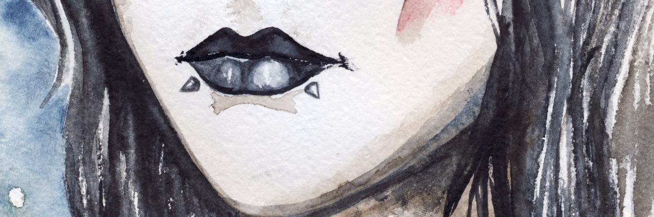 Why Depression Makes Me Hide the Fact I'm Struggling Gothic girl with black lips and piercing portrait.