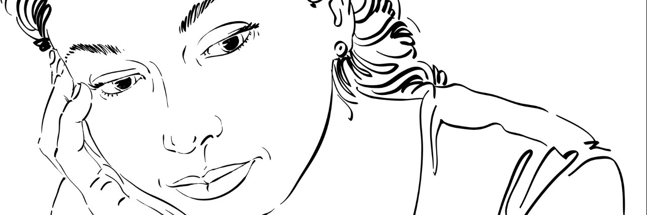 My Response to People Who Say, 'Don’t Let Your Illness Define You' drawing of a woman leaning her head on her hand