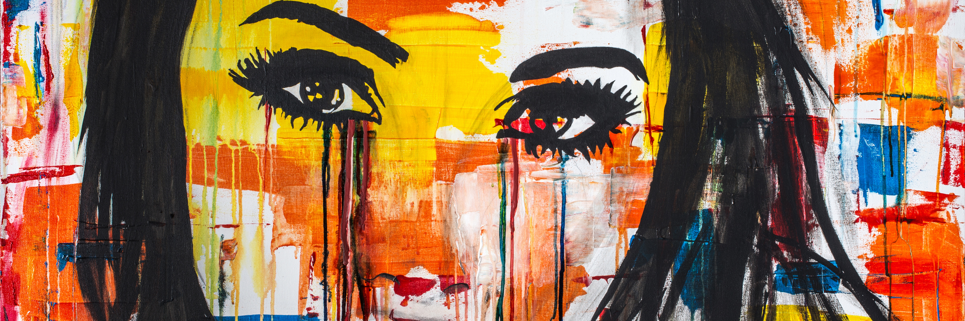 When Depression Made Me Feel Like I Was Just Existing illustration of woman in various colors with paint running from her eyes