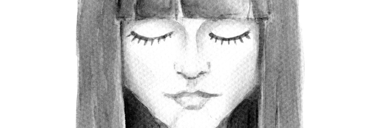 Why I Don't Want to Show You I'm Struggling With Depression Watercolor painting of a girl who closed her eyes