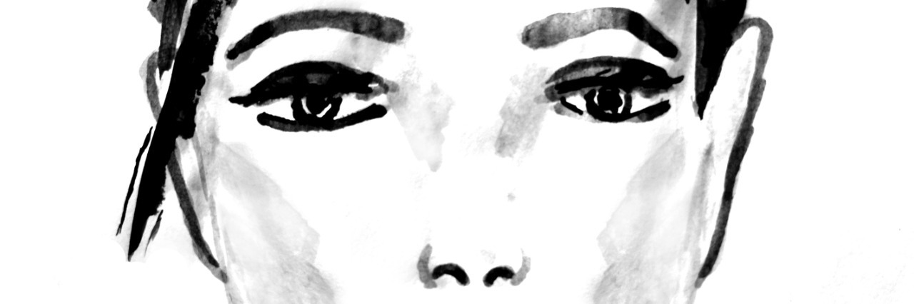 I Know I'm Struggling With BPD When I'm Not Writing Young beautiful woman, ink drawing. Fashion illustration. Ink sketch on white background