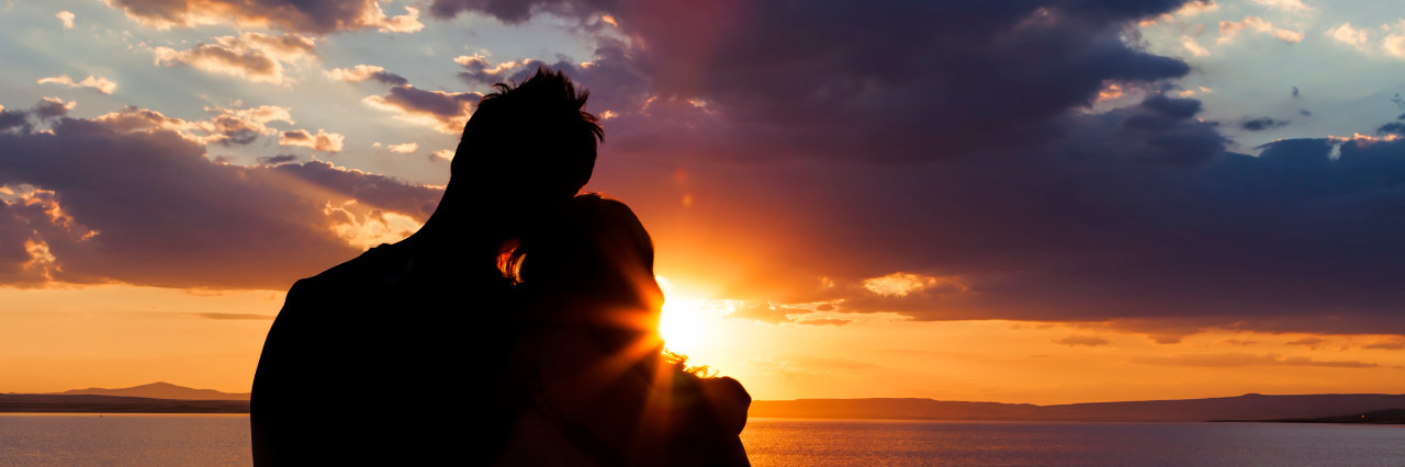 Couple at sunset.