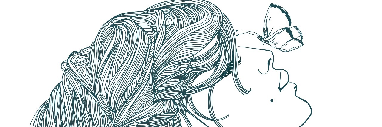 Learning To Love Weight Gain in Anorexia Recovery profile of beautiful young woman with butterfly