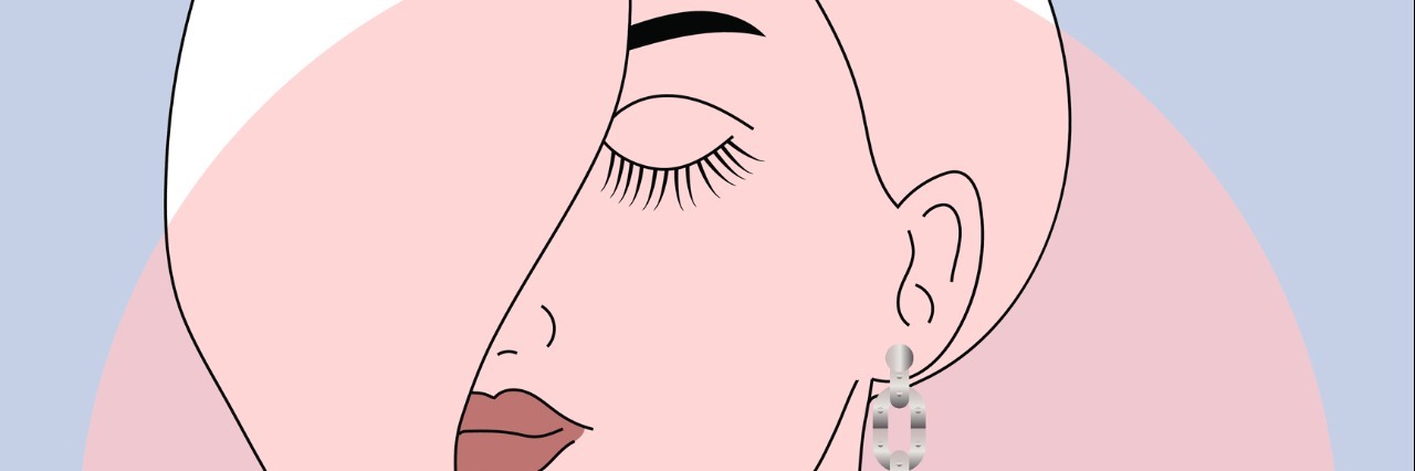 What I Would Tell My Future Self About Mental Illness Recovery Hand drawn women with an earring made of silver and ruby. Template for jewelery display.