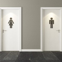 Bathroom doors indicating men's and women's tolilets