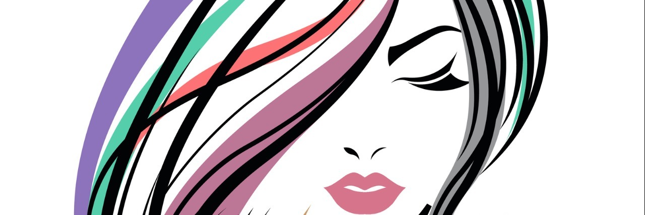 It's Important in Depression Recovery to Be Kind to Your Past Self illustration of women long hair style, women face on white background, vector