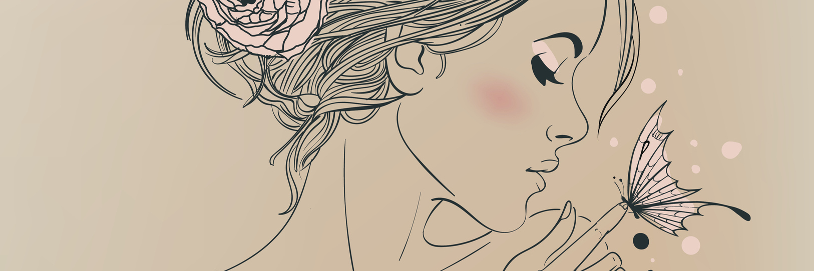 Hidradenitis Suppurativa: Caring for Your Body, Loving Yourself illustration of woman with flowers in her hair and holding a butterfly on her finger