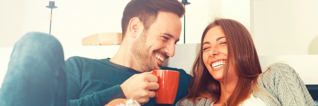 How I Fall in Love as Someone With Anxiety Cheerful young couple in the morning at home.