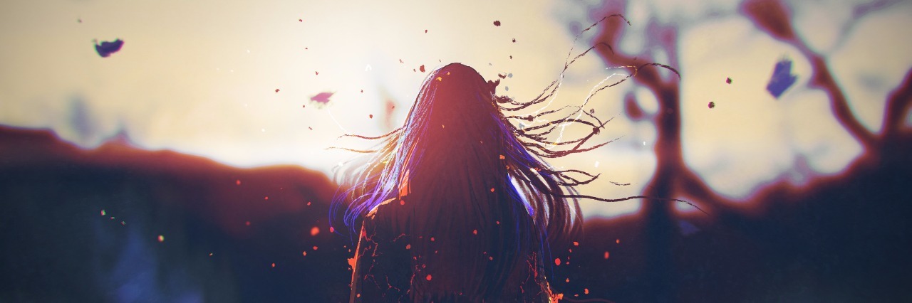 How Life Changes for a Teenager After Ehlers-Danlos Diagnosis drawing of a woman looking at the sunset over a hill