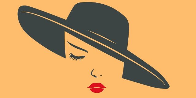 Woman hat and lips icon