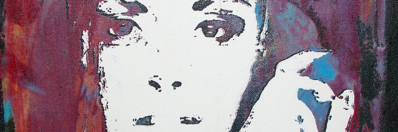 My Eating Disorder Voice Manipulates Me Into Thinking It's Logical original oil painting on canvas for giclee, background or concept.pop portrait of womans face