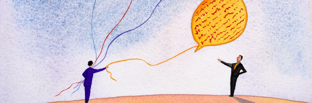 Quotes That Help Me When I'm Having Suicidal Thoughts A man holding "balloons" that look like quotes