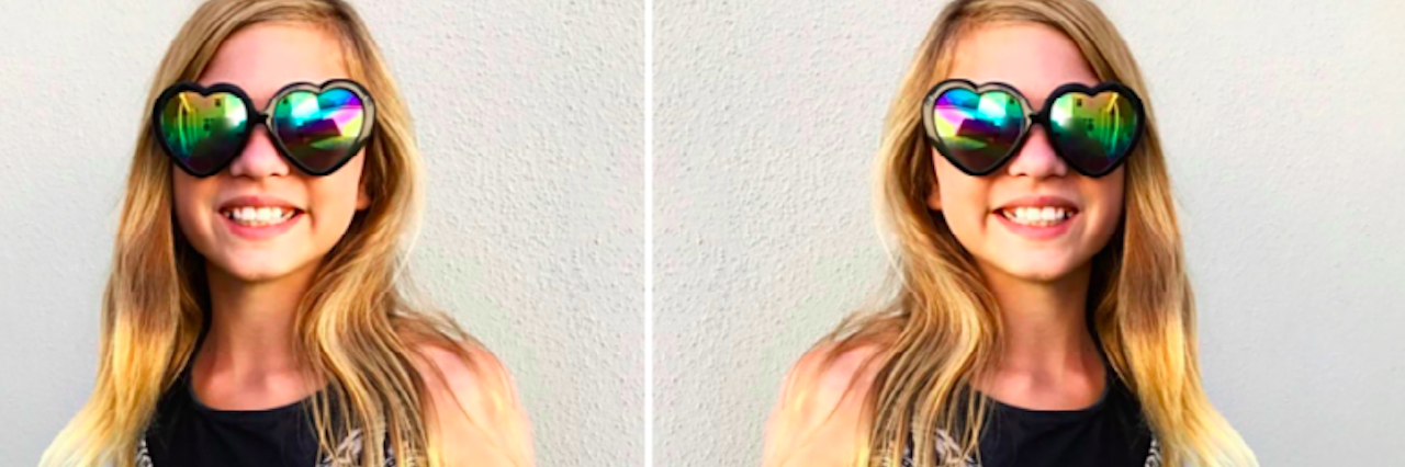 What It's Like to Have Anxiety as a 10-Year-Old Girl the author wearing sunglasses