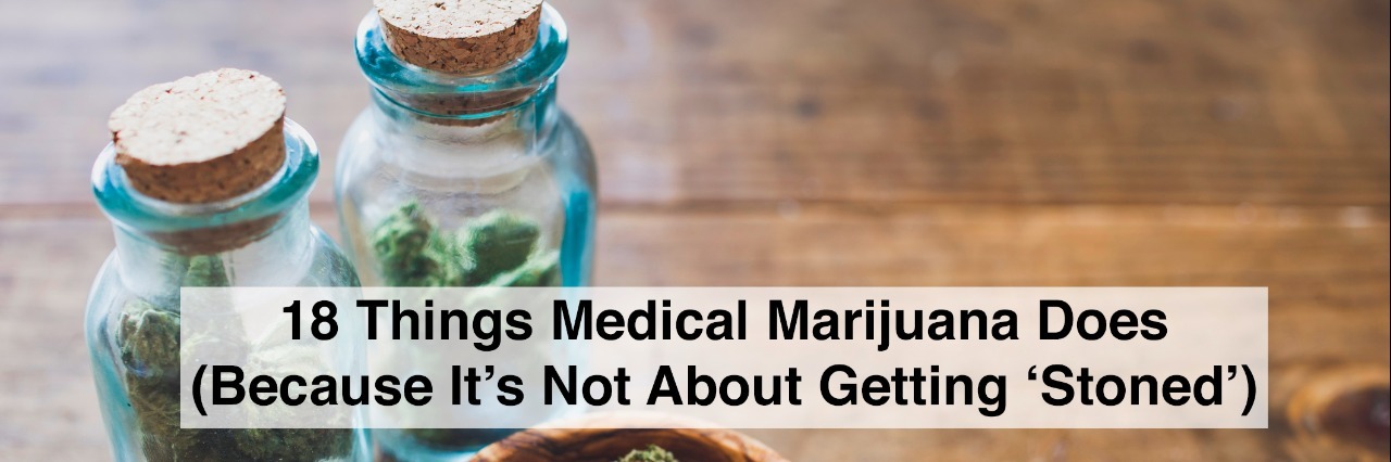 18 Reasons People Use Medical Marijuana (Because It's Not to Get High) Marijuana, Medical, Cannabis Sativa, Cannabis Indica, in glass jars and bowl